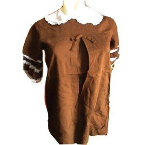 6 Girls Vintage 1970's Dress UNION MADE RAYON ACETATE VERUCA SALT BROWN MOD